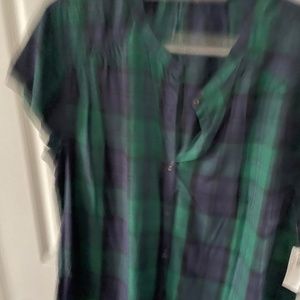 Green and blue button down shirt
